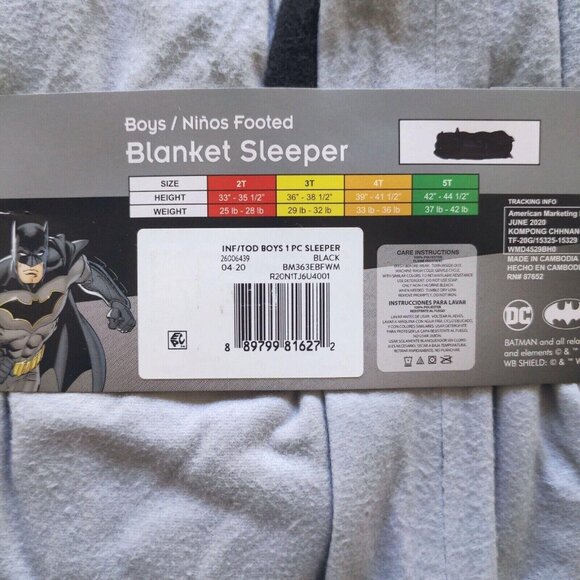 Baby Boy Batman Blanket Sleeper 3T -Zipper - Picture 4 of 4
